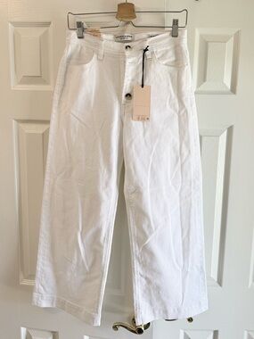 NWT Scotch & Soda "The Wave" High-Rise Cropped Wide Leg Jeans in White Sz 4/27